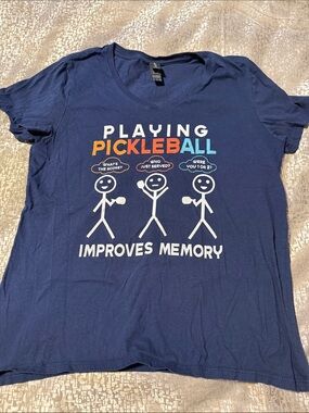 Gildan Navy Short-Sleeve Pickleball Graphic Tee with Orange & Light Blue Print